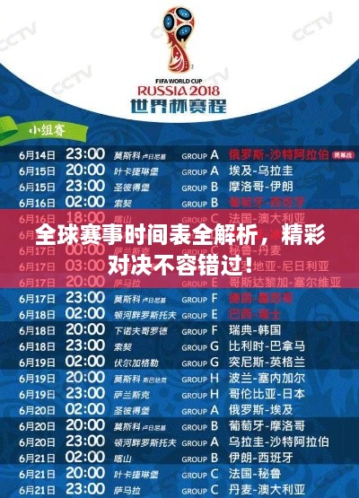 全球賽事時間表全解析，精彩對決不容錯過！