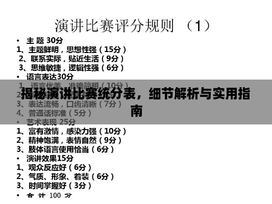揭秘演講比賽統(tǒng)分表，細節(jié)解析與實用指南