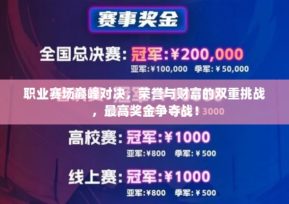 職業(yè)賽場巔峰對決，榮譽(yù)與財(cái)富的雙重挑戰(zhàn)，最高獎金爭奪戰(zhàn)！