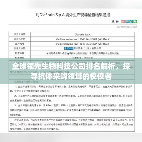 全球領(lǐng)先生物科技公司排名解析，探尋抗體采購領(lǐng)域的佼佼者