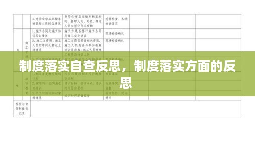 制度落實自查反思，制度落實方面的反思 