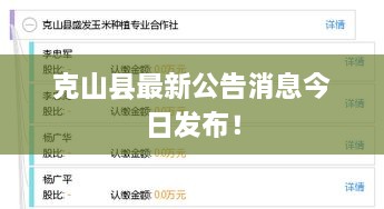 克山縣最新公告消息今日發(fā)布！