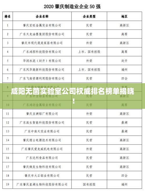 咸陽無菌實驗室公司權(quán)威排名榜單揭曉！