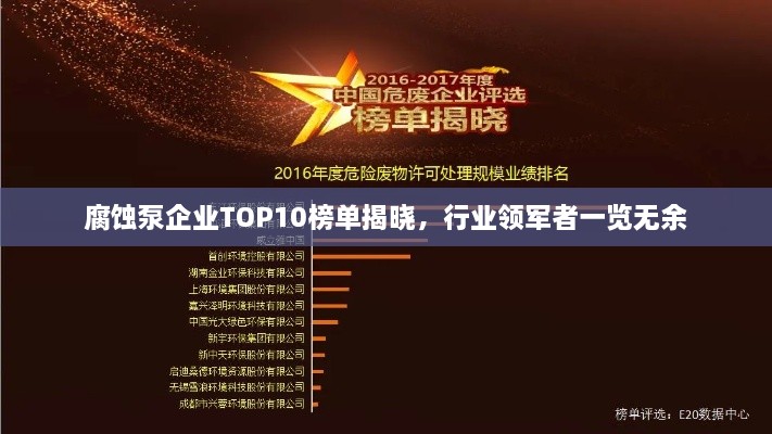 腐蝕泵企業(yè)TOP10榜單揭曉，行業(yè)領(lǐng)軍者一覽無余