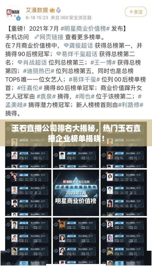 玉石直播公司排名大揭秘，熱門玉石直播企業(yè)榜單揭曉！