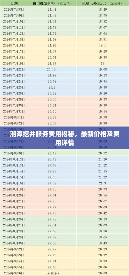 湘潭挖井服務(wù)費(fèi)用揭秘，最新價格及費(fèi)用詳情