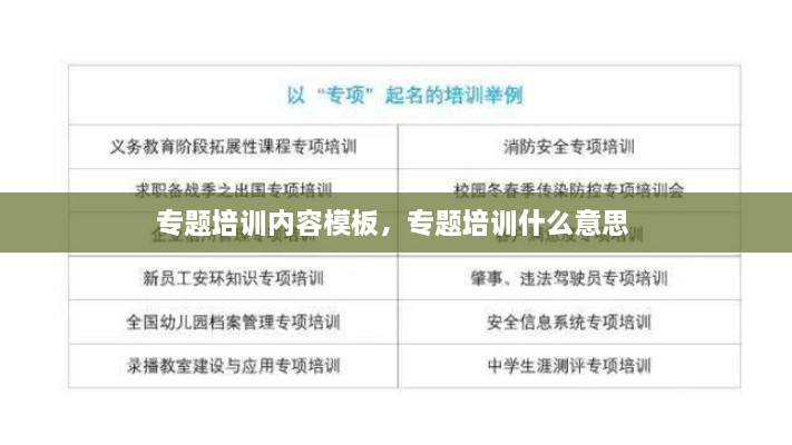 專題培訓(xùn)內(nèi)容模板，專題培訓(xùn)什么意思 