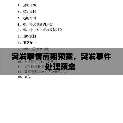 突發(fā)事情前期預(yù)案，突發(fā)事件處理預(yù)案 