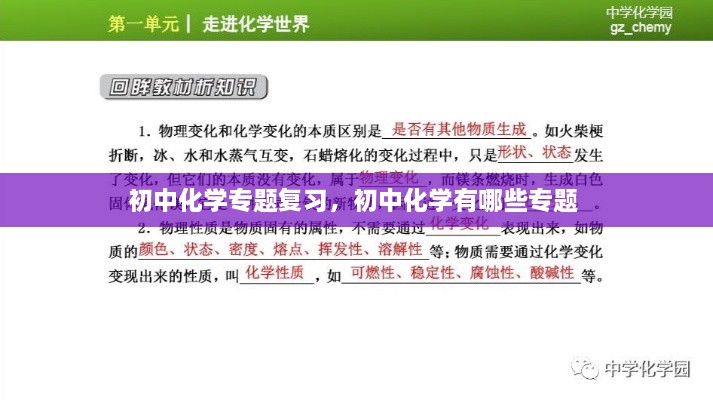 初中化學專題復習，初中化學有哪些專題 