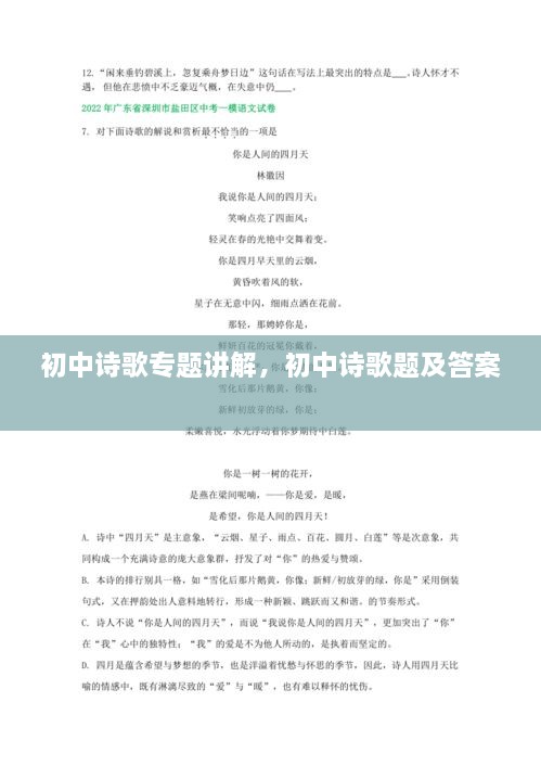 初中詩歌專題講解，初中詩歌題及答案 
